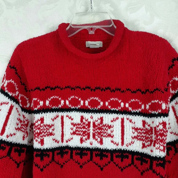 Yarnworks Snowflake Chunky Knit Sweater Size M. Red black white. Ski Novelty - Picture 4 of 11